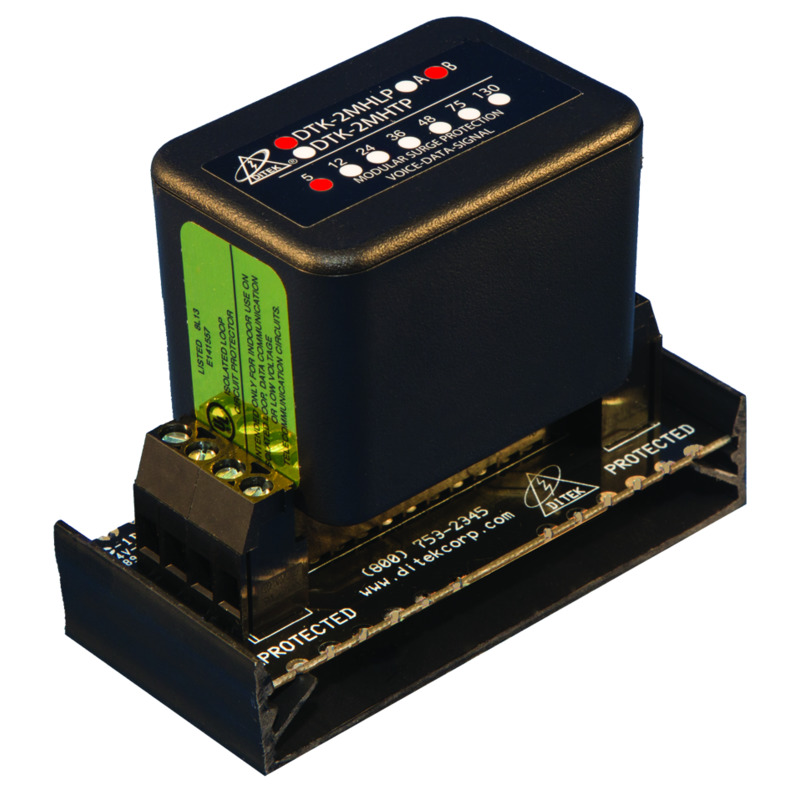 DITEK DTK-2MHLP5BWB Surge Protector 2-Pr 5V Modular Alarm Panel Protector & Base 