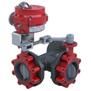 3LSE-12L33/70-24-0501H-BBU | Bray | 12 inch 3-Way Lugged Butterfly Valve  Resilient Seated, ANSI Class 125/150, Ductile Iron body, 316 Stainless Steel