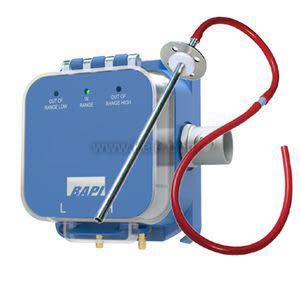 Blue differential pressure sensor with long probe and red tube.