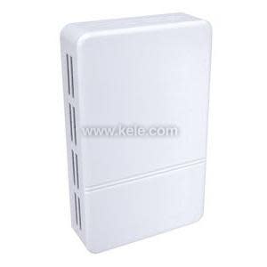 Rectangular white sensor housing with subtle vent slots on the side and smooth front face.