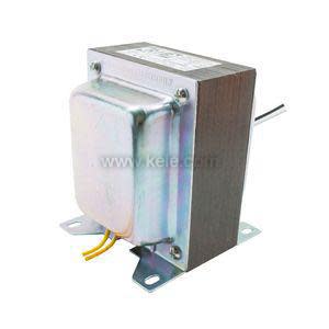Square metal transformer block with wires of various colors.