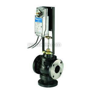 Black flanged valve with silver electric actuator