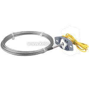 Temperature control device with long stainless coil and grey housing with yellow wires