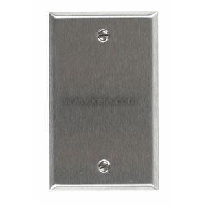 Rectangular stainless wall plate with two screw holes and smooth face