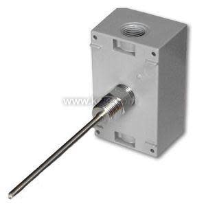 Grey weatherproof box with steel probe