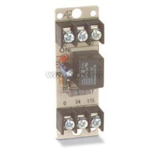 Small beige circuit board with black relay, four screw terminals and a red indicator light