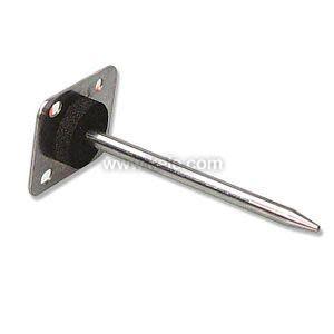 A long, slender metal sensor rod with a tapered tip mounted to a square flange with four holes for installation in HVAC ducts