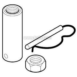 Line drawing depicting three coiled springs, a flat plate, a cylindrical rod and small mounting hardware