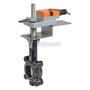 Stainless butterfly valve with orange actuator and handle