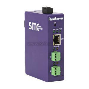 Purple communication gateway with Ethernet jack and green terminal connectors