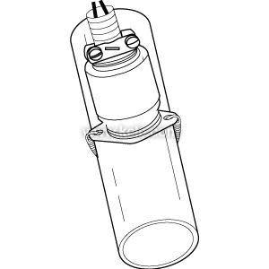 Drawing of cylindrical float switch with magnet and wires.