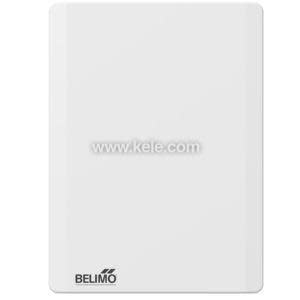 Plain white rectangular sensor plate with small Belimo logo in the bottom corner.