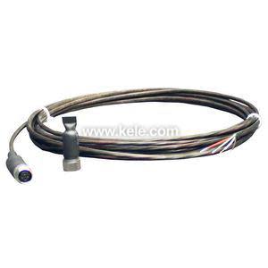 Long cable with circular connector and T‑shaped adapter.