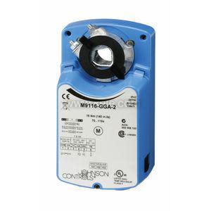 Blue rectangular actuator device with central rotating shaft clamp and printed torque scale