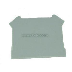 Grey DIN rail end plate.