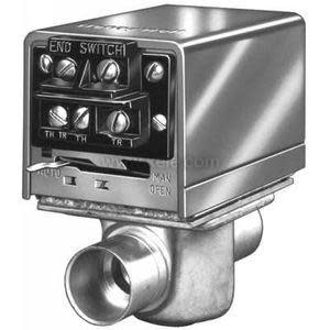 Compact brass valve with a silver metal box on top and a small lever protruding from the side.