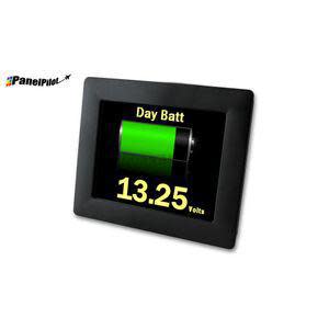 A black display featuring a green battery icon labelled 'Day Batt' with a 13.25 volts reading.