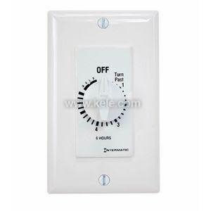 A white rectangular wall switch with a rotary dial marked from zero to six hours and an 'Off' position at the top