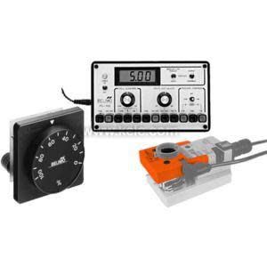 Set includes orange damper actuator, round dial thermostat and rectangular digital controller