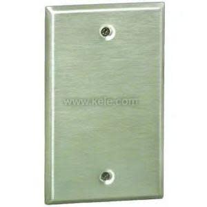 Brushed stainless rectangular wall plate with two screw holes