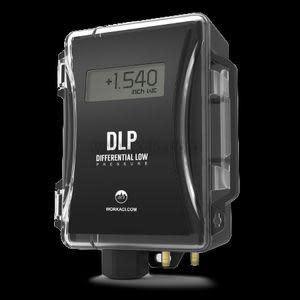 Black rectangular low pressure transmitter with small LCD screen and membrane buttons on front