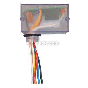 Small clear relay box with colorful wires protruding