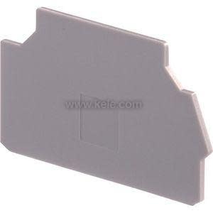 Flat grey plastic plate with angled corners and a small recessed square in the center