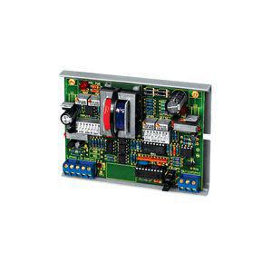 Green circuit board module with relay, small switches and screw terminals