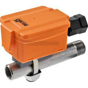 Orange plastic clamp-on sensor with ridged surface and built-in cable