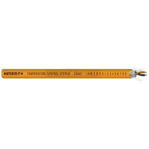 Orange wire marker strap labeled with numbers and temperature control system.