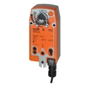 Orange rectangular actuator with gear clamp and lever for manual override
