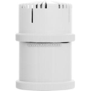 White cylindrical module with slotted sides and small green lens