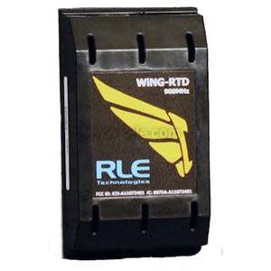 Small black Wing‑RTD sensor featuring a yellow wing emblem on its front panel