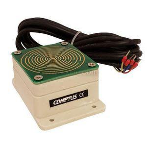 Circular spiral disc connected to a small module and a long coiled cable