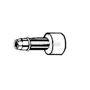 Line drawing of brass barbed fitting with hex nut