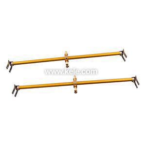 Two yellow linkage rods with brackets and pivots.