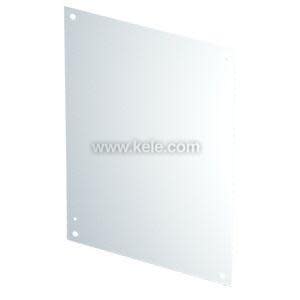 Flat metal plate with four holes at the corners for mounting