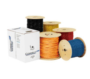 Assorted colored wire spools and a branded box of ConnectAir cables