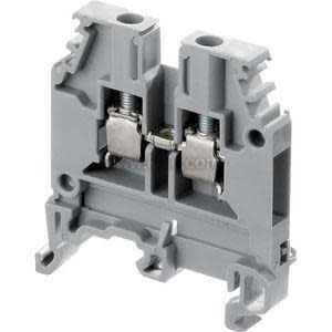 Grey modular DIN terminal block with spring clamp connectors and bridging link