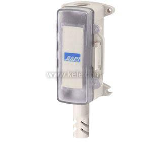 Grey sensor unit with clear cap and vented white probe for humidity measurement