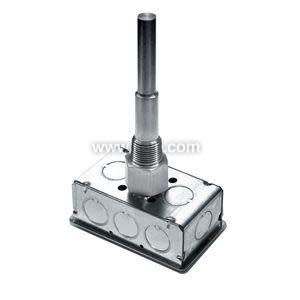 Rectangular grey metal box with a small dial and a very long copper tube coiled around it, ending in a flat probe.