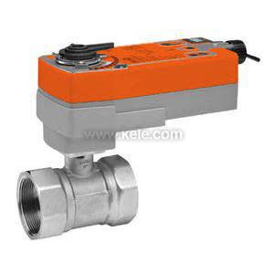 Stainless ball valve with orange electric actuator