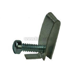 Small metal clip with a screw.