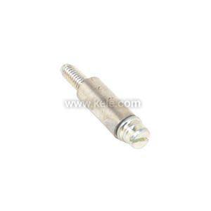 Short metal stud with slotted screw head and square base