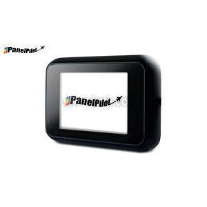 A compact black electronic display showing the PanelPilot logo on a white screen.