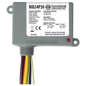 Rectangular grey relay box with LED indicator and wires exiting bottom