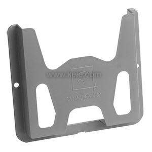 Grey plastic wall bracket with wide opening and cutout slots.