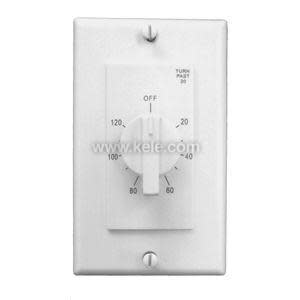 White wall switch with round rotary knob labelled with minute increments