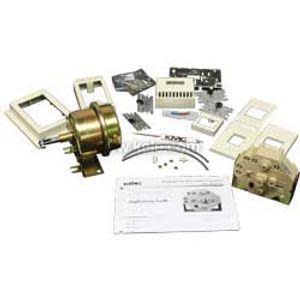 Assortment of mechanical and electronic parts with instruction sheet