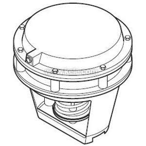 A black-and-white line drawing of a round device with a domed top, bolts around the flange, and an open bottom section, showing the housing of an industrial component, set against a white background.